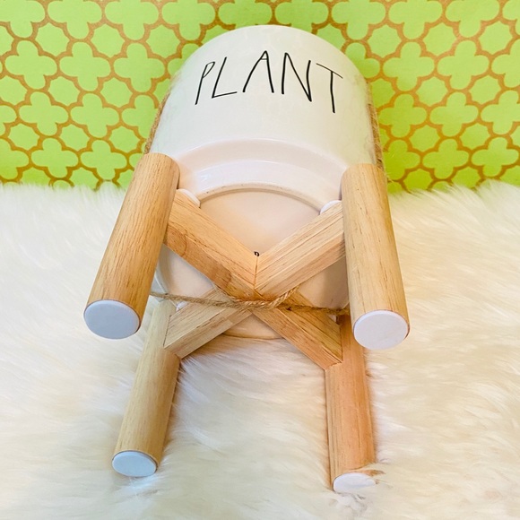 Rae Dunn PLANT Planter with Wooden Stand Mom Gift - Picture 6 of 8